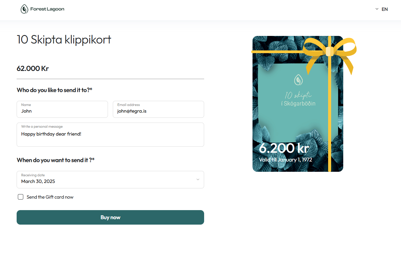 Add personal message to gift card purchase