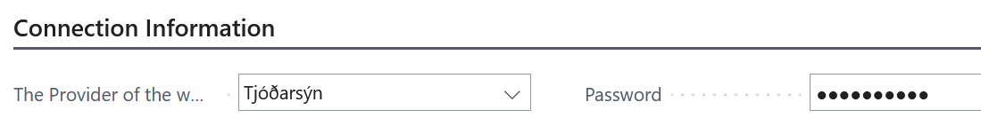 Providers field in Setup with Tjodarsyn selected